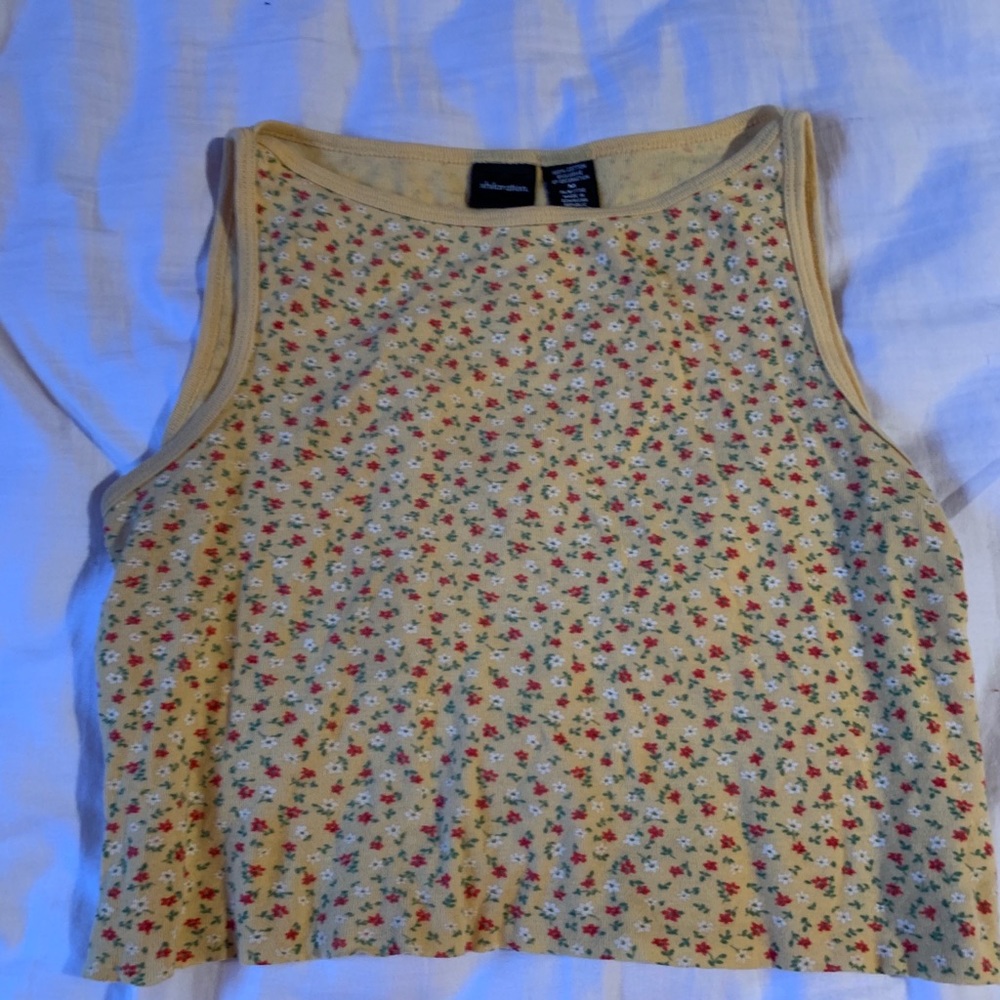 Yellow floral cropped vintage tank